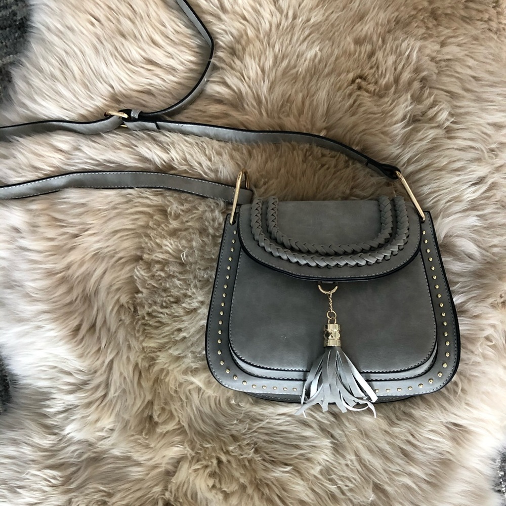 Grey leather bag
